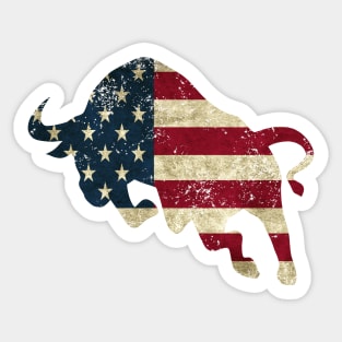 American Flag Bull Sticker